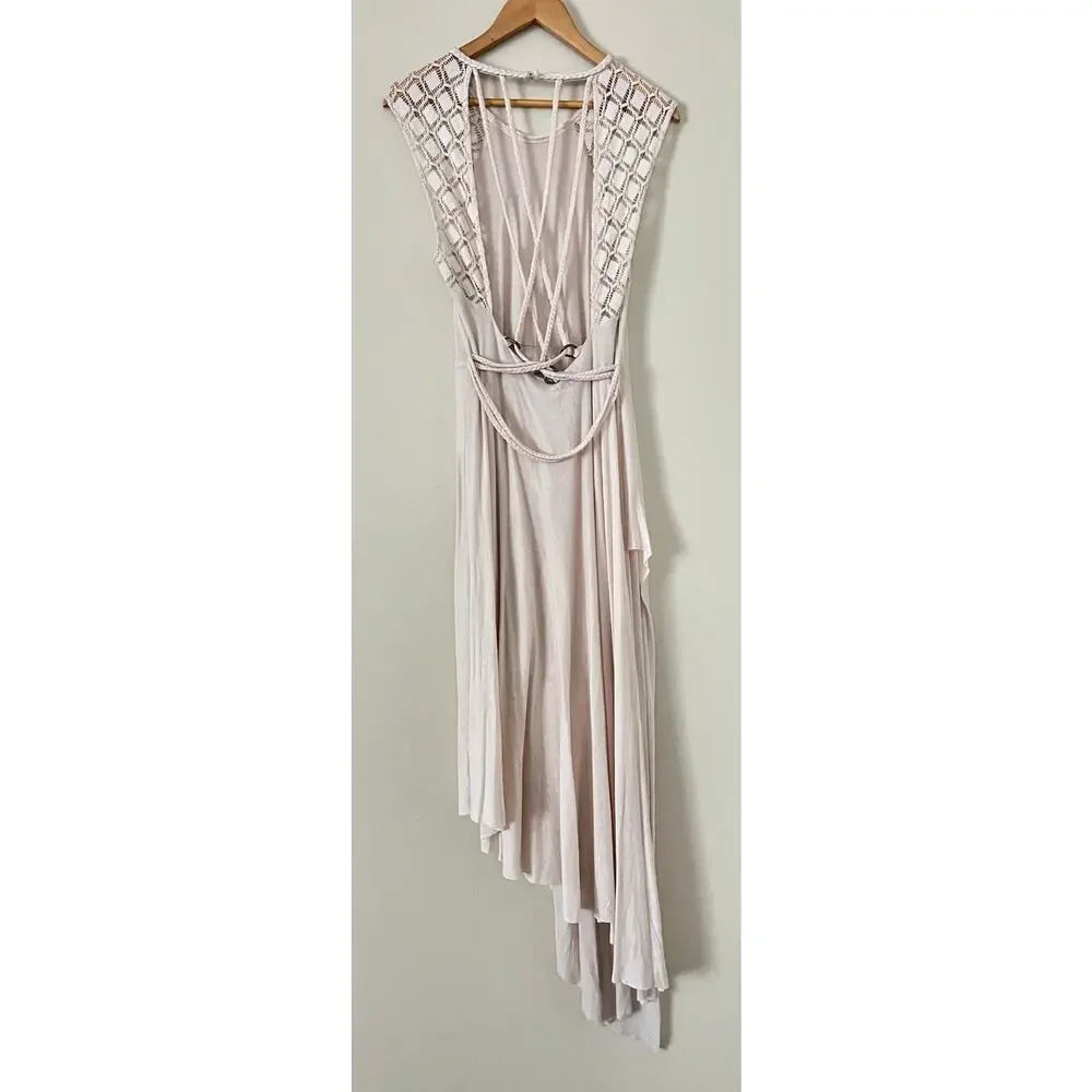 Free People Afternoon Delight Crochet Shell Women's Dress Asymmetrical Large